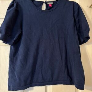 Vince Camuto Blue Short Sleeve Sweater Relaxed Fit